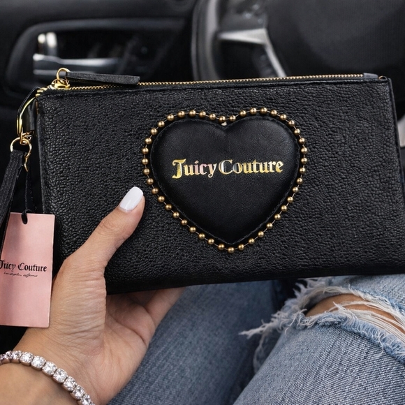 Juicy Couture Heart Wristlet Clutch – Black & Gold | NWT | MSRP $55 - Picture 4 of 7